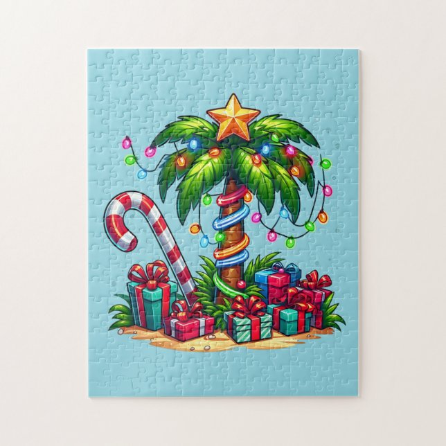Tropical Christmas Holiday Palm Tree Jigsaw Puzzle (Vertical)