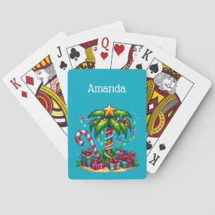 Tropical Christmas Holiday Palm Tree Playing Cards