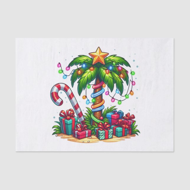 Tropical Christmas Holiday Palm Tree Tissue Paper (Front)