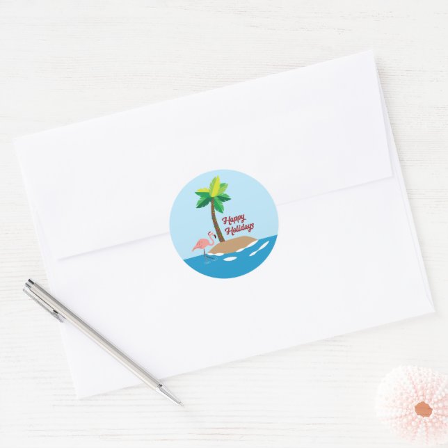 Tropical Christmas Island  Classic Round Sticker (Envelope)