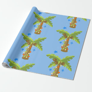 tropical christmas july palm tree summer xmas wrapping paper