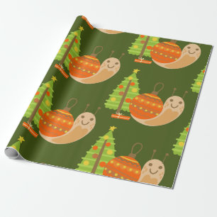 tropical christmas july snail summer xmas wrapping paper