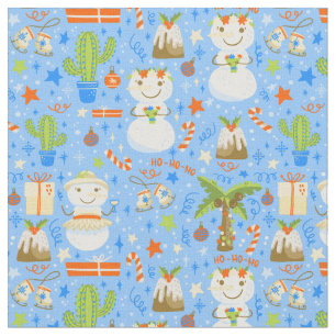 tropical christmas july snowman cactus summer xmas fabric