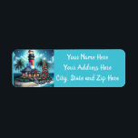 Tropical Christmas Lighthouse Return Address Return Address Label<br><div class="desc">Whimsical Tropical Christmas Lighthouse Teal Red
Please follow me; I create new designs and products daily!
Feel free to contact me with your design needs.</div>