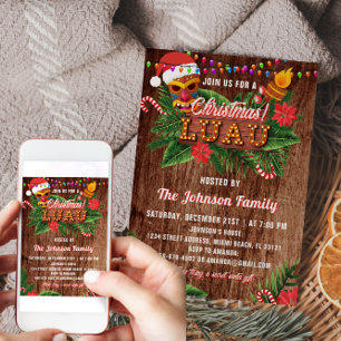 Tropical Christmas Luau Party Invitation