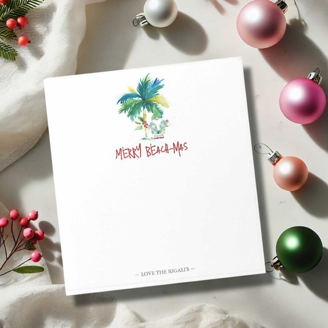 Tropical Christmas Notepads Palm Tree (Tropical Christmas notepads Merry Beach Mas palm tree art by Victoria Grigaliunas Do Tell A Belle)