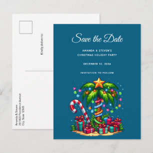 Tropical Christmas Palm Tree Announcement Postcard