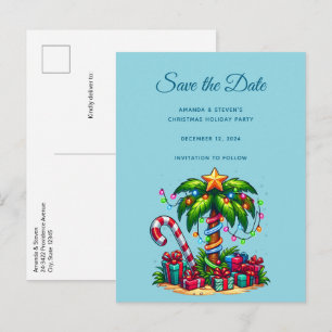 Tropical Christmas Palm Tree Announcement Postcard