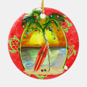 Tropical Christmas Palm Tree Ceramic Ornament