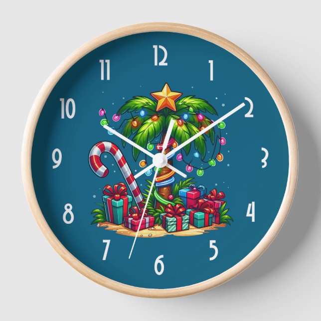 Tropical Christmas Palm Tree Clock (Front)