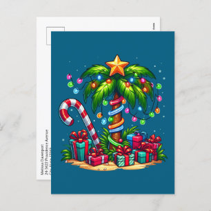 Tropical Christmas Palm Tree Holiday Postcard