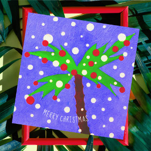 Tropical Christmas Palm Tree Merry Christmas Card