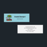 Tropical Christmas Palm Tree Mini Business Card<br><div class="desc">Mini business cards with a seasonal holiday image. A tropical palm tree decorated in festive lights with a star on top. A giant red and white candy cane sticking out of the sand. Christmas presents under the tree. Whimsical and fun.</div>