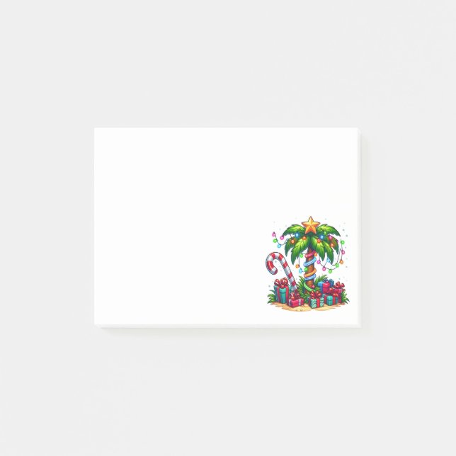Tropical Christmas Palm Tree Post-it Notes (Front)