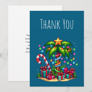 Tropical Christmas Palm Tree Thank You Card
