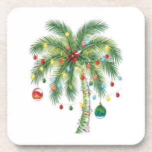 Tropical Christmas Palm Tree with Lights and Ornam Coaster