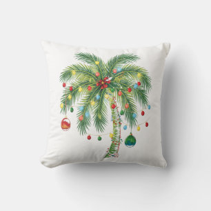Tropical Christmas Palm Tree with Lights and Ornam Cushion