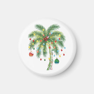 Tropical Christmas Palm Tree with Lights and Ornam Magnet