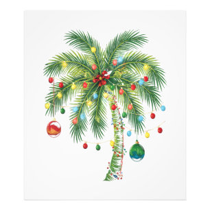 Tropical Christmas Palm Tree with Lights and Ornam Photo Print