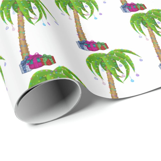 tropical Christmas palm tree Wrapping Paper (Roll Corner)