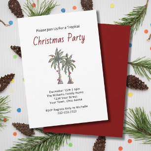 Tropical Christmas Palm Trees Beach Holiday Party  Invitation