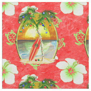 Tropical Christmas Palm Trees Fabric