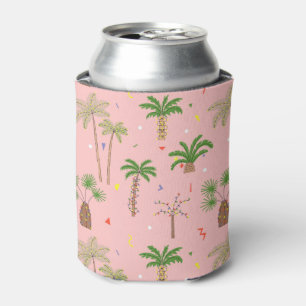 Tropical Christmas Palm Trees Pattern Can Cooler