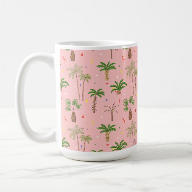 Tropical Christmas Palm Trees Pattern Coffee Mug (Left)