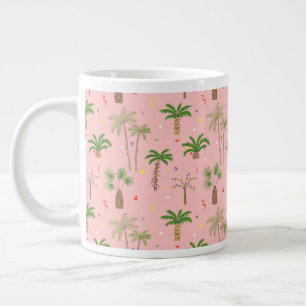 Tropical Christmas Palm Trees Pattern Large Coffee Mug