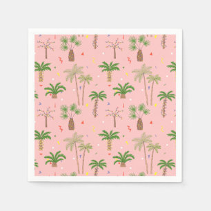 Tropical Christmas Palm Trees Pattern Napkin