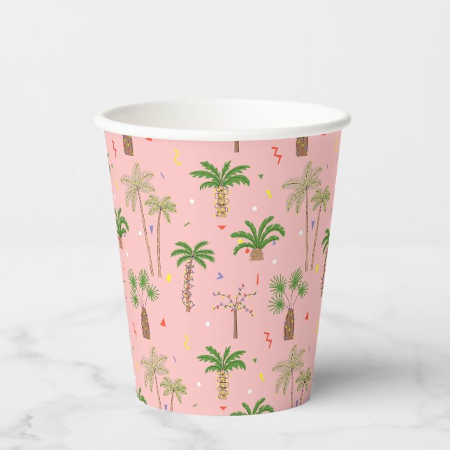 Tropical Christmas Palm Trees Pattern Paper Cups (Front)
