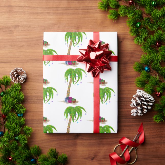Tropical Christmas Palm Trees  Wrapping Paper (Holiday Gift)