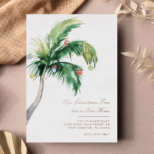 Tropical Christmas Palm Tropical Moving Rose Gold Foil Holiday Card