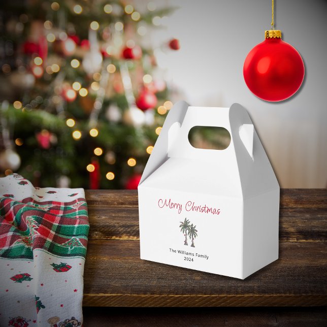 Tropical Christmas Party Palm Trees Beach  Favour Box (Creator Uploaded)