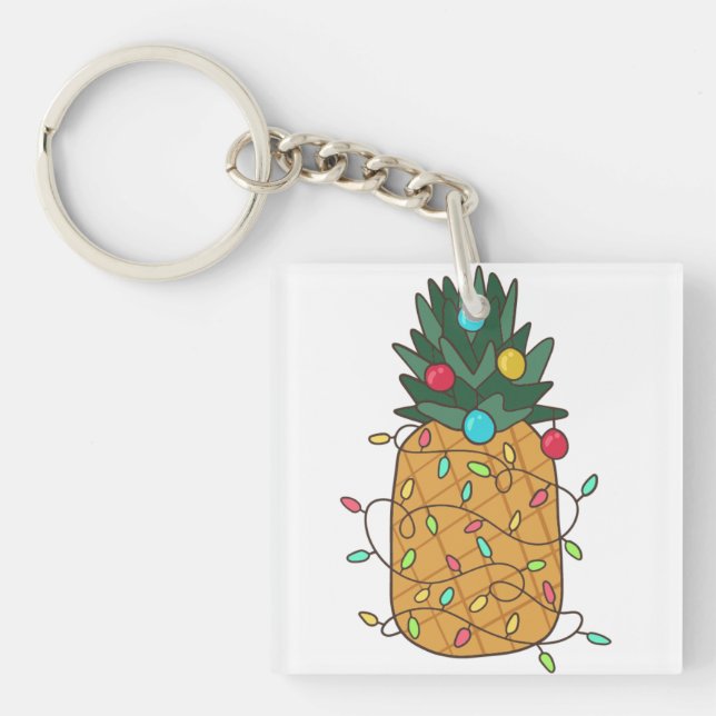 Tropical Christmas Pineapple Key Ring (Front)