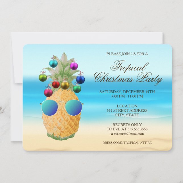Tropical Christmas Pineapple | Party Invite (Front)