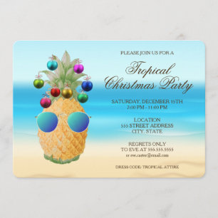 Tropical Christmas Pineapple   Party Invite