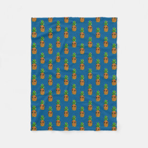 Tropical Christmas Pineapple Warm Xmas Fleece Blanket