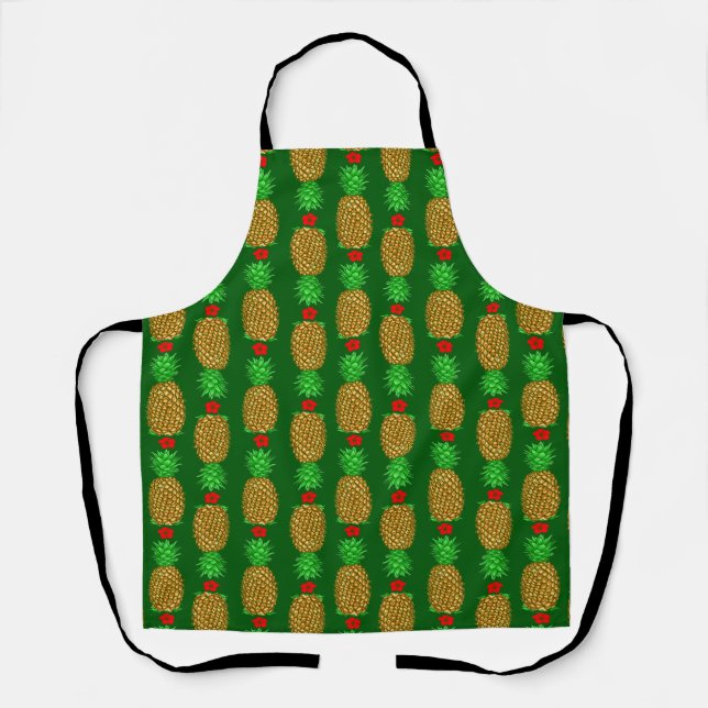 Tropical Christmas Pineapple Warm Xmas Holiday Gre Apron (Front)