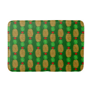 Tropical Christmas Pineapple Warm Xmas Holiday Gre Bath Mat