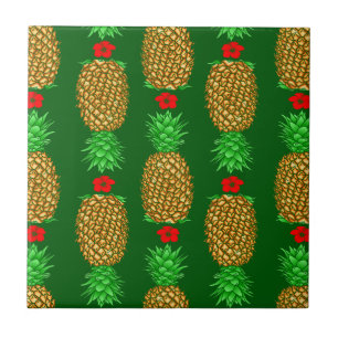 Tropical Christmas Pineapple Warm Xmas Holiday Gre Ceramic Tile
