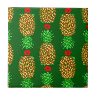 Tropical Christmas Pineapple Warm Xmas Holiday Gre Ceramic Tile