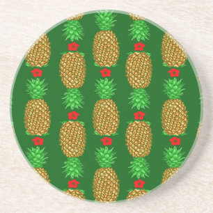 Tropical Christmas Pineapple Warm Xmas Holiday Gre Coaster