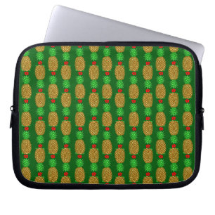 Tropical Christmas Pineapple Warm Xmas Holiday Gre Laptop Sleeve