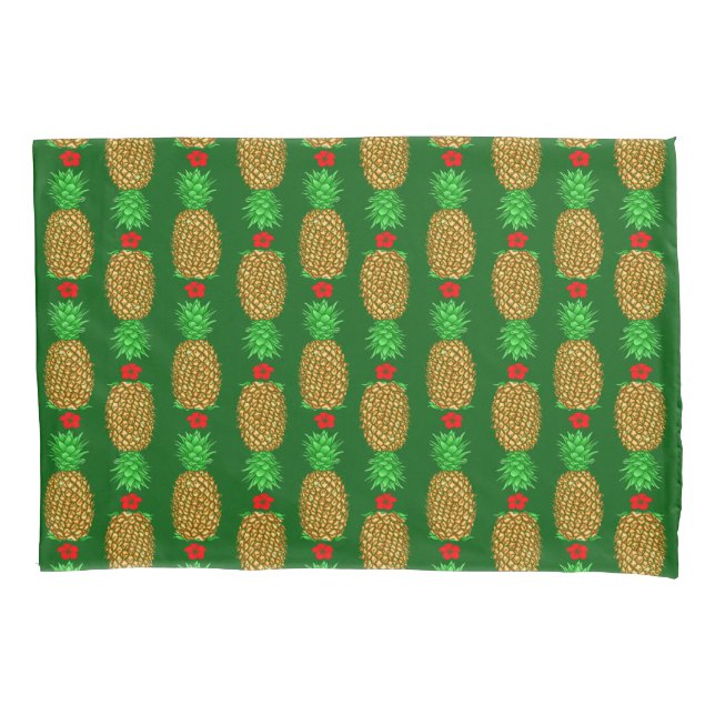Tropical Christmas Pineapple Warm Xmas Holiday Gre Pillowcase (Front)