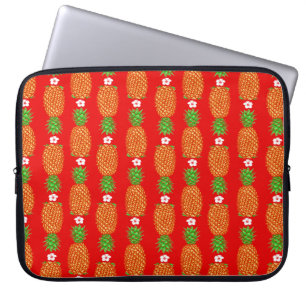 Tropical Christmas Pineapple Warm Xmas Holiday Red Laptop Sleeve