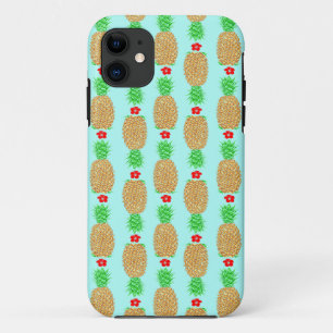 Tropical Christmas Pineapple Warm Xmas on Light Bl iPhone 11 Case