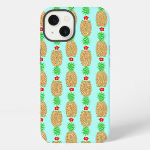Tropical Christmas Pineapple Warm Xmas on Light Bl iPhone 13 Case