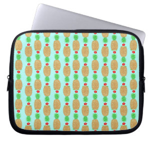 Tropical Christmas Pineapple Warm Xmas on Light Bl Laptop Sleeve