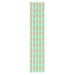Tropical Christmas Pineapple Warm Xmas on Light Bl Short Table Runner